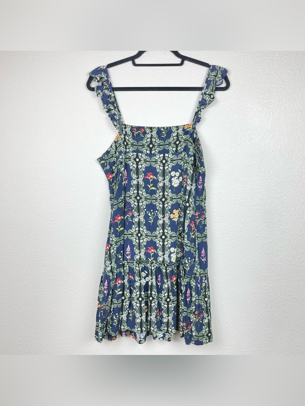 Agua Bendita x Target Women's Large Navy Floral Tile Flutter Sleeve Mini Dress - Picture 10 of 16